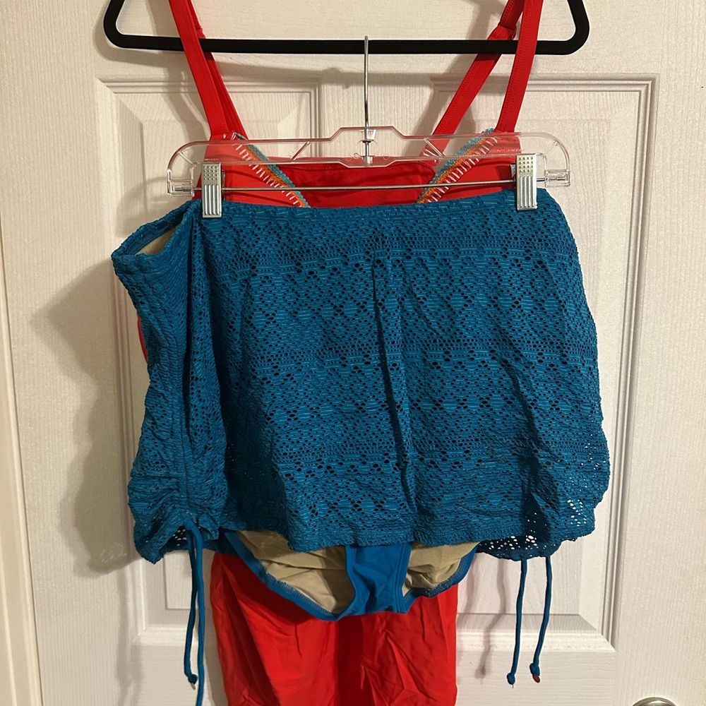 Colorful Swimwear Set with Crochet Top